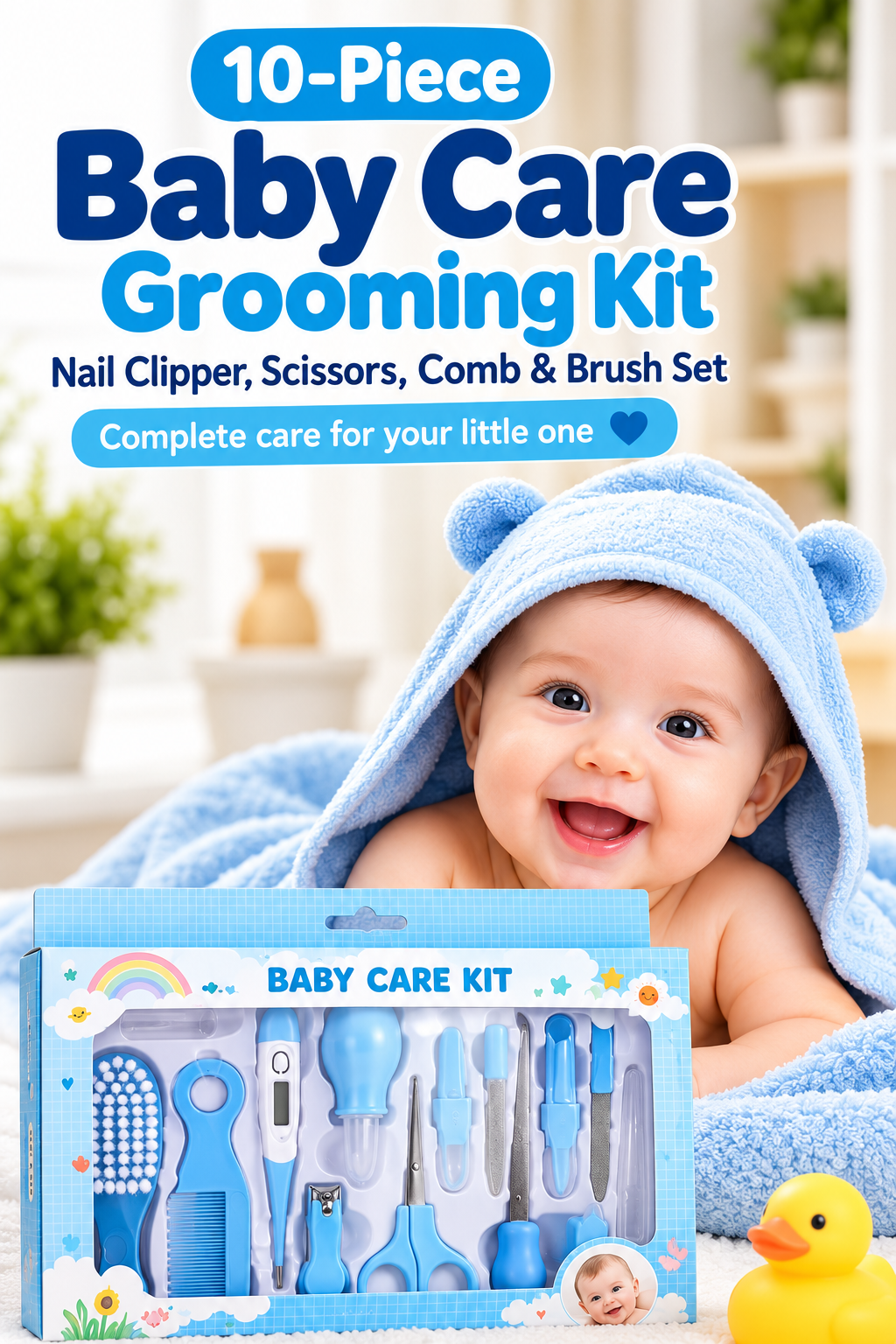 10-Piece Baby Care Grooming Kit – Nail Clipper, Scissors, Comb & Brush Set