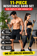 11-Piece Resistance Band Set with Handles & Ankle Straps – Home Workout Kit