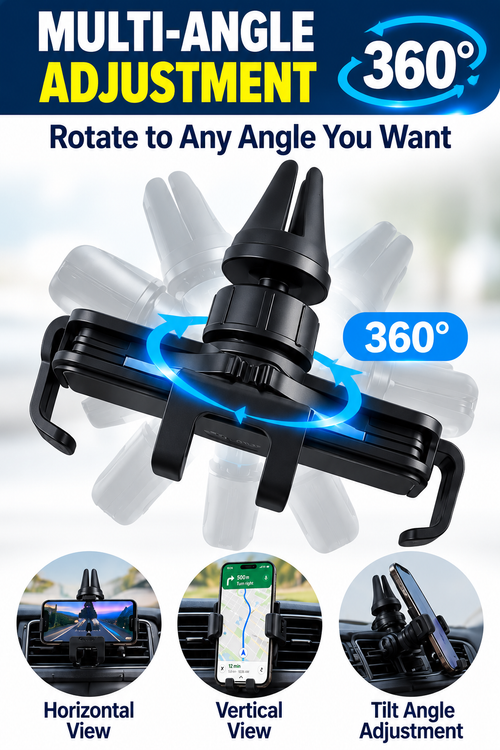 360° Rotating Car Phone Holder – Adjustable Air Vent Mobile Phone Mount