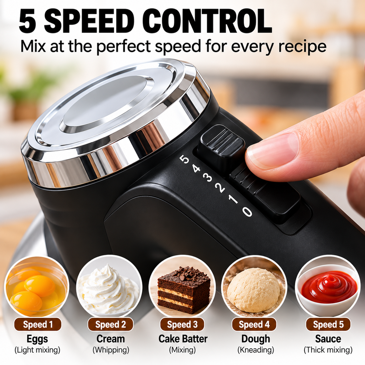 500W Electric Hand Mixer with Beaters & Dough Hooks – Cake & Baking Mixer