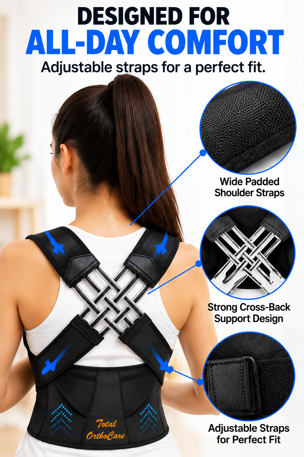 Adjustable Posture Corrector for Men & Women – Back & Shoulder Support Belt
