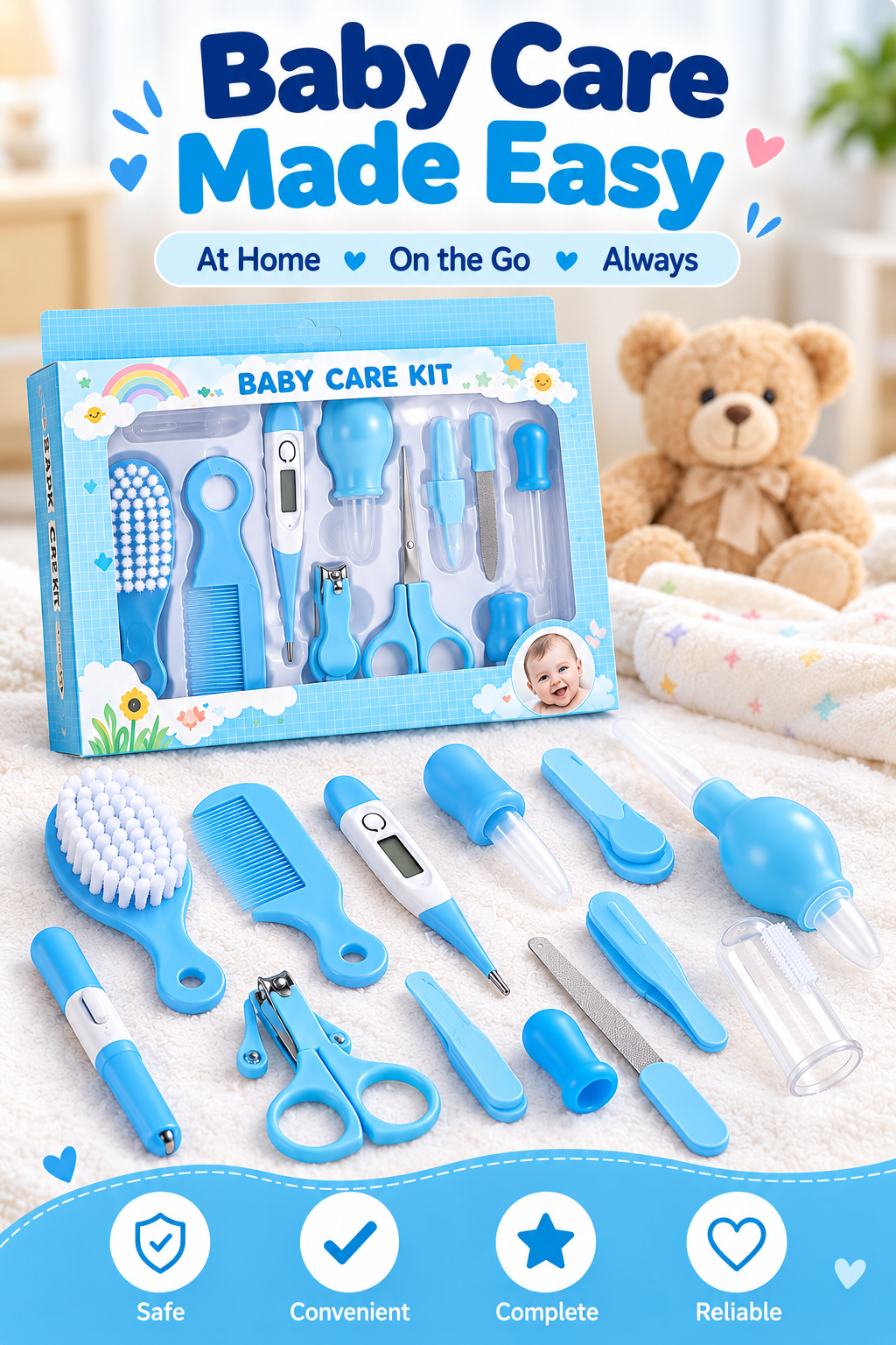 10-Piece Baby Care Grooming Kit – Nail Clipper, Scissors, Comb & Brush Set