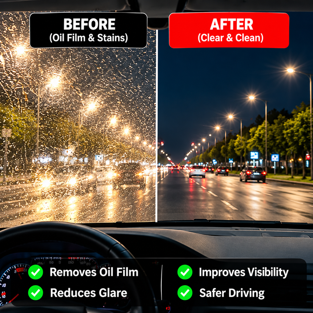 Car Windshield Oil Film Remover & Glass Cleaning Brush