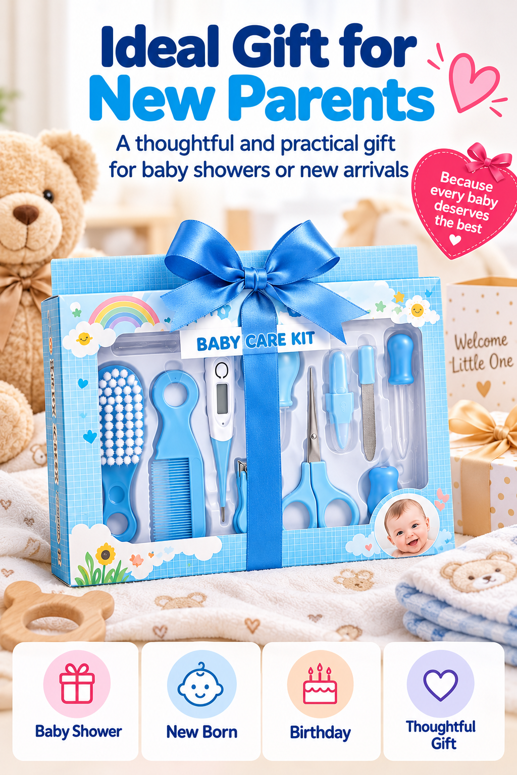 10-Piece Baby Care Grooming Kit – Nail Clipper, Scissors, Comb & Brush Set