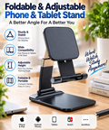 Foldable Adjustable Phone & Tablet Stand for Desk – Universal Mobile Holder