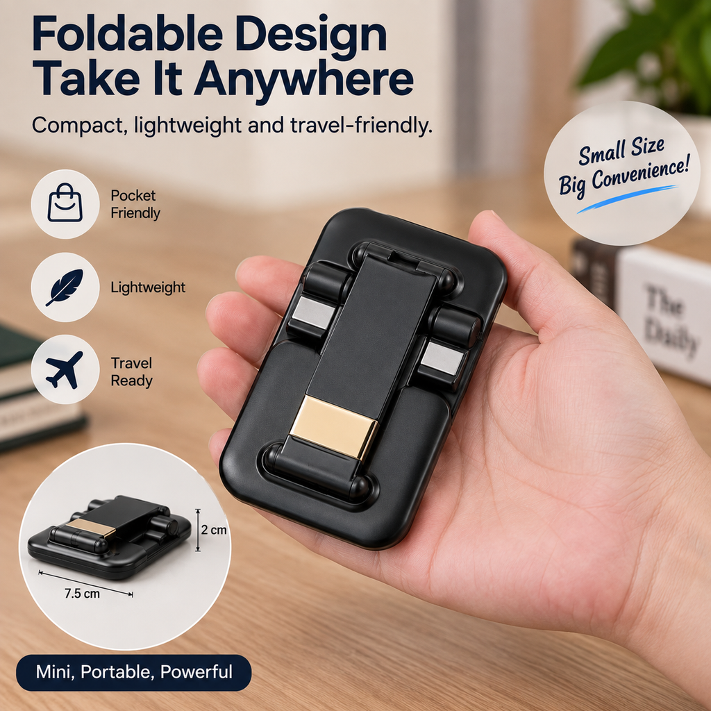 Foldable Adjustable Phone & Tablet Stand for Desk – Universal Mobile Holder