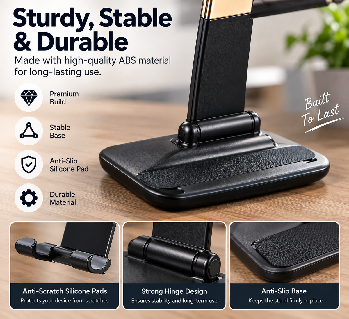 Foldable Adjustable Phone & Tablet Stand for Desk – Universal Mobile Holder