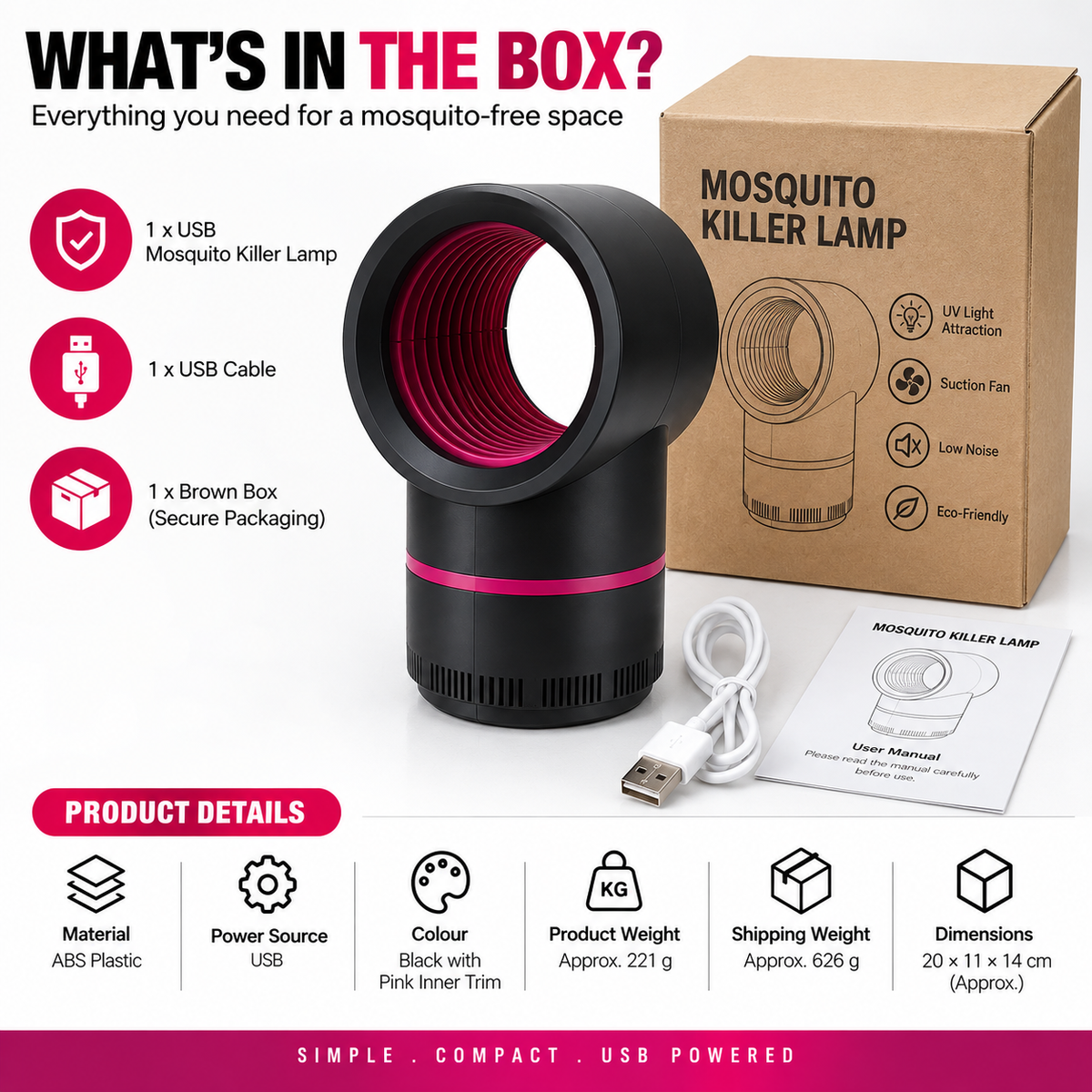 USB Mosquito Killer Lamp – UV Insect Trap with Suction Fan