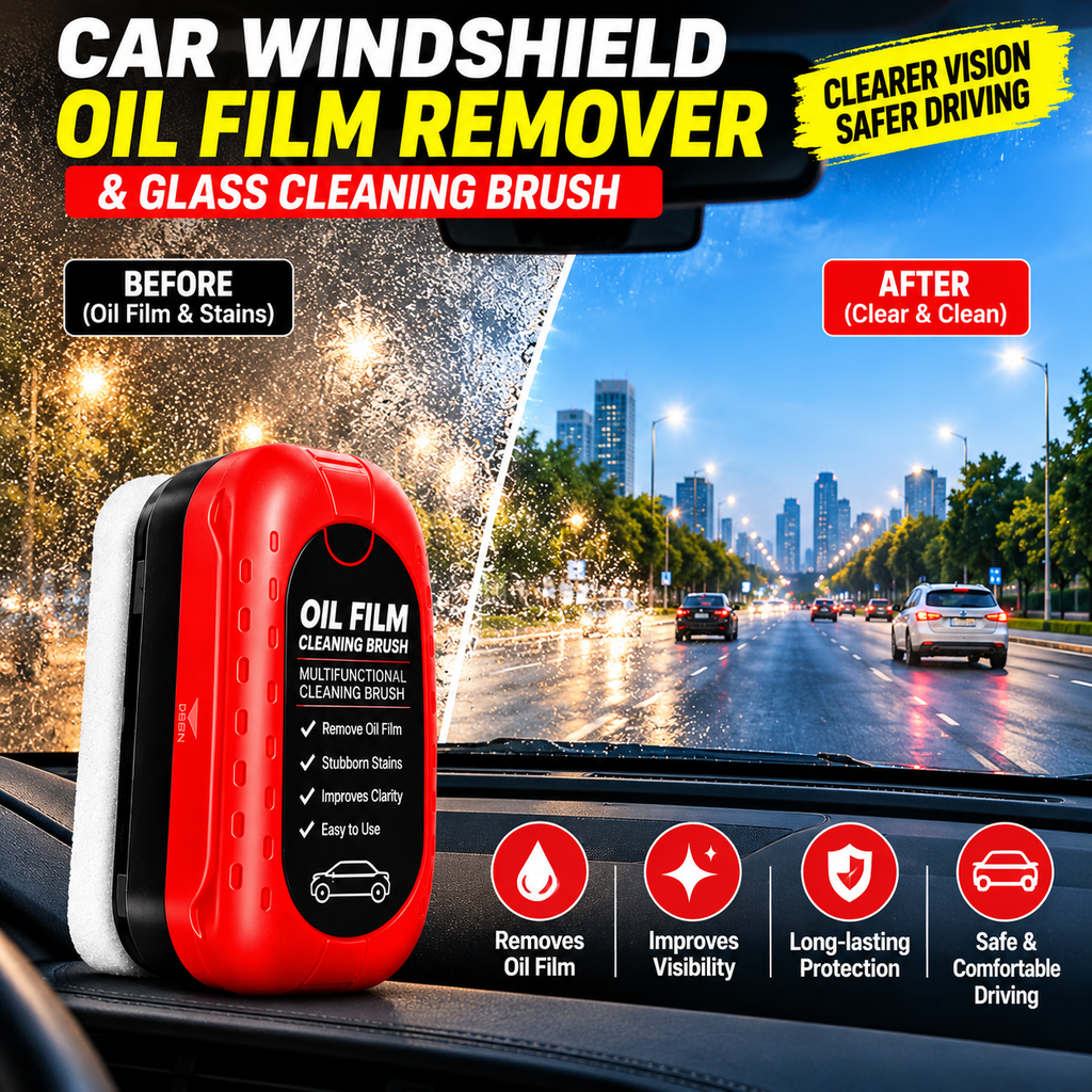 Car Windshield Oil Film Remover & Glass Cleaning Brush