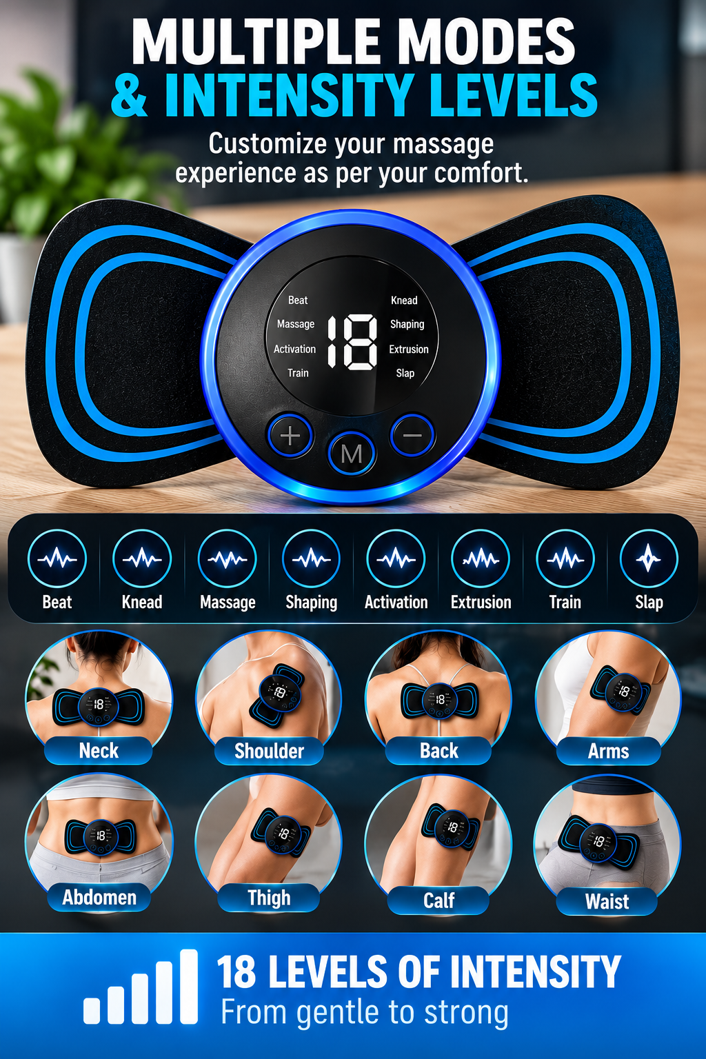 Portable EMS Muscle Stimulator & Body Massager – USB Rechargeable