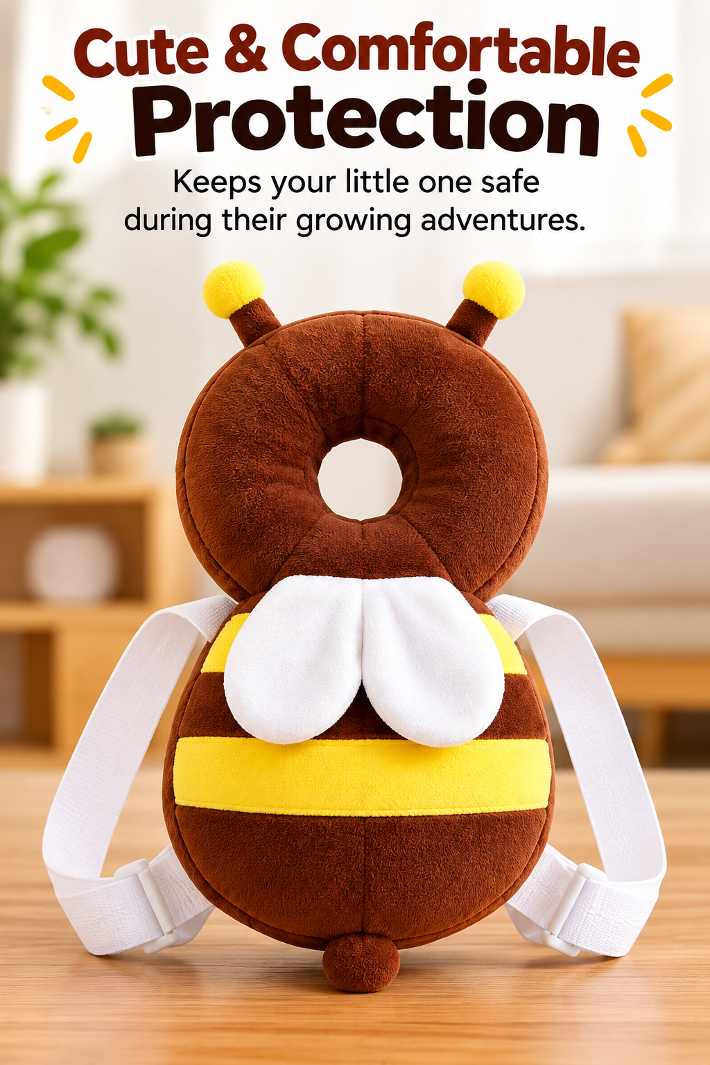 Baby Head Protection Cushion – Cute Bee Safety Backpack for Toddlers