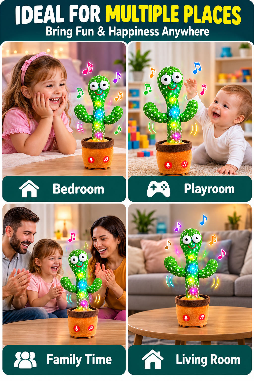 Dancing Cactus Toy with LED Lights – Talking & Mimicry Musical Toy