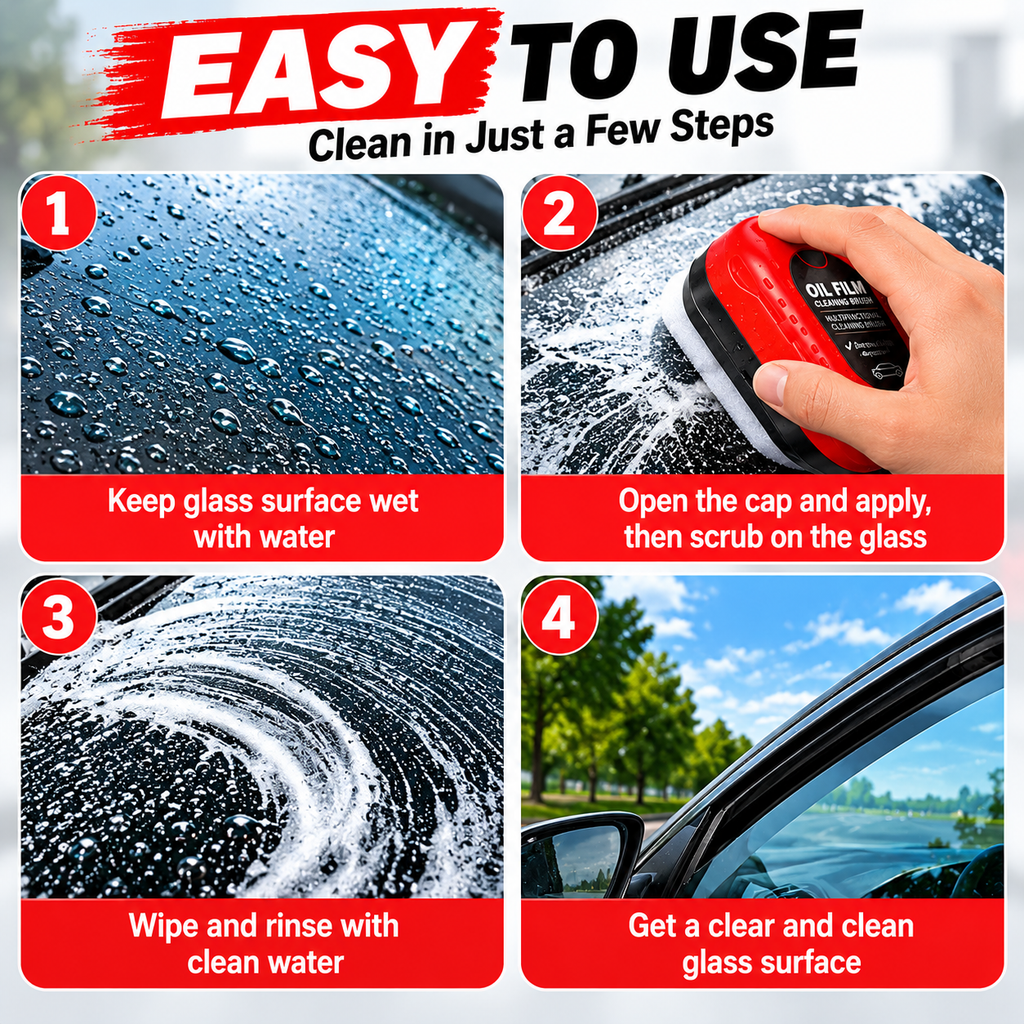 Car Windshield Oil Film Remover & Glass Cleaning Brush