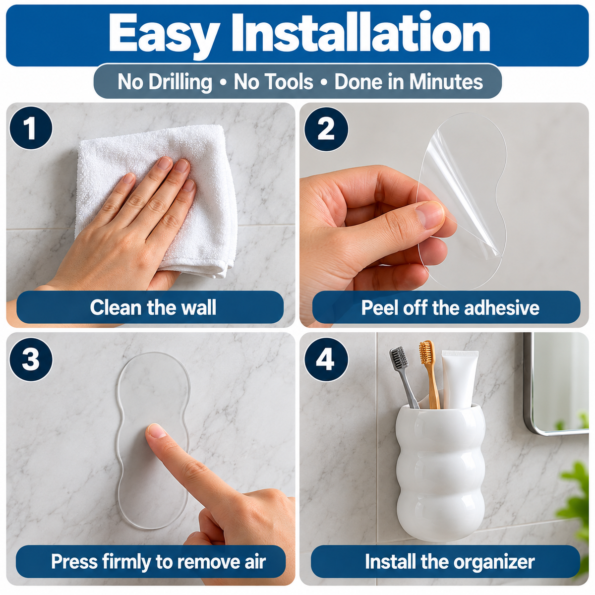 Self-Adhesive Caterpillar Toothbrush & Wall Storage Holder – No-Drill Organizer