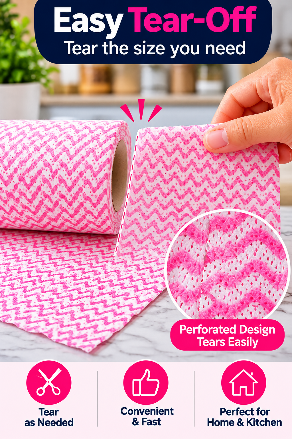 Multipurpose Disposable Kitchen Cleaning Cloth Roll – Absorbent Surface Wipes | 1 Roll