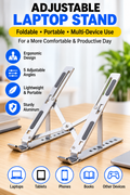 Adjustable Aluminum Laptop Stand – Foldable Computer & Tablet Holder
