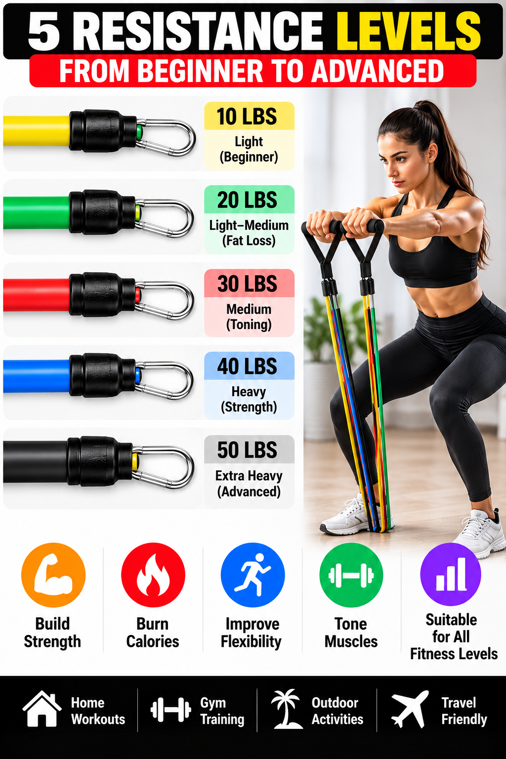 11-Piece Resistance Band Set with Handles & Ankle Straps – Home Workout Kit