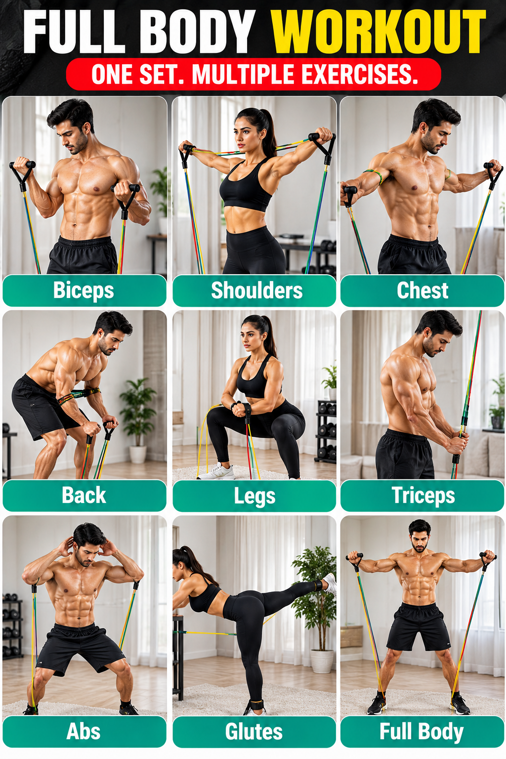 11-Piece Resistance Band Set with Handles & Ankle Straps – Home Workout Kit