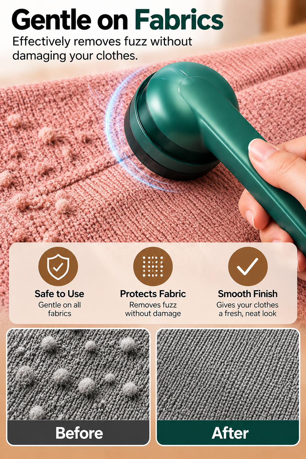 Rechargeable Electric Lint Remover & Fabric Shaver – Portable Clothes Fuzz Remover