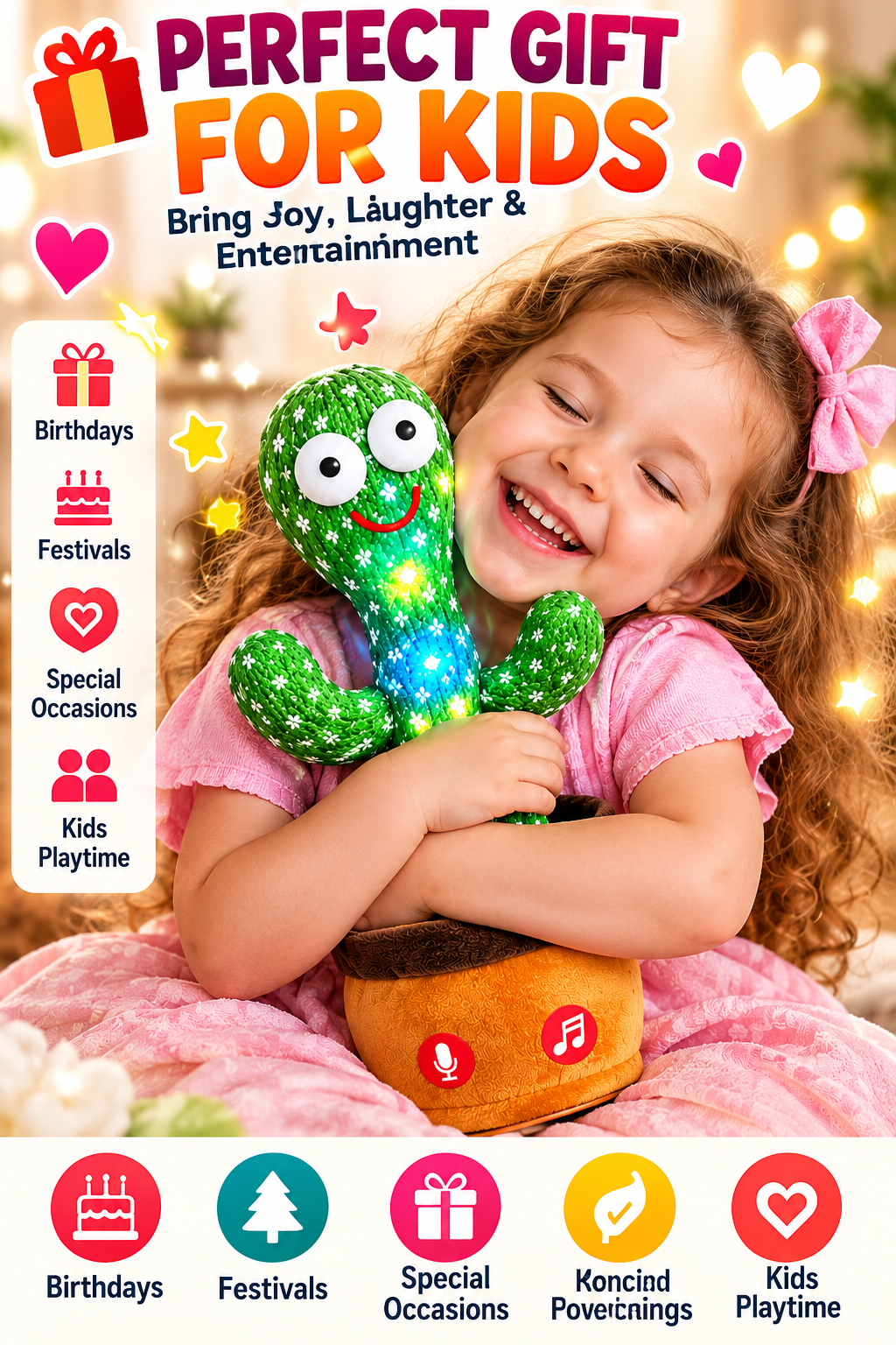 Dancing Cactus Toy with LED Lights – Talking & Mimicry Musical Toy