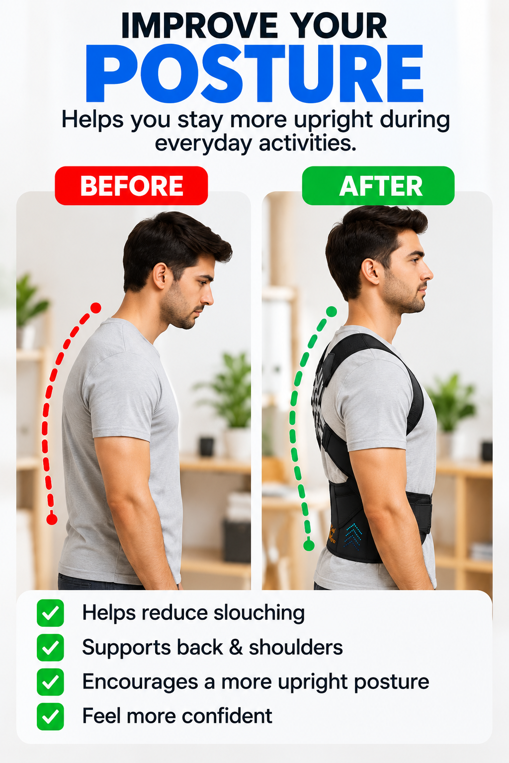 Adjustable Posture Corrector for Men & Women – Back & Shoulder Support Belt