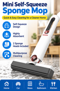 Mini Self-Squeeze Sponge Mop with 2 Sponge Heads – Kitchen, Glass & Car Cleaning
