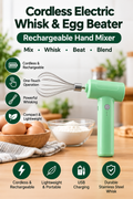 Cordless Electric Whisk & Egg Beater – Rechargeable Hand Mixer