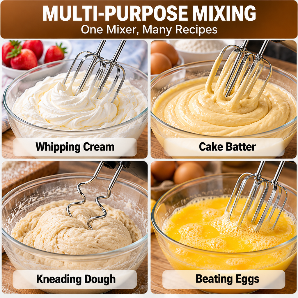 500W Electric Hand Mixer with Beaters & Dough Hooks – Cake & Baking Mixer