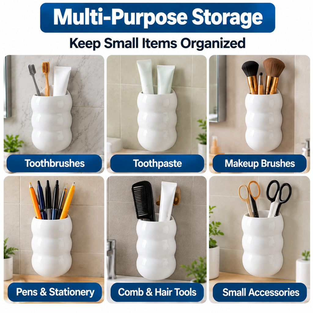 Self-Adhesive Caterpillar Toothbrush & Wall Storage Holder – No-Drill Organizer