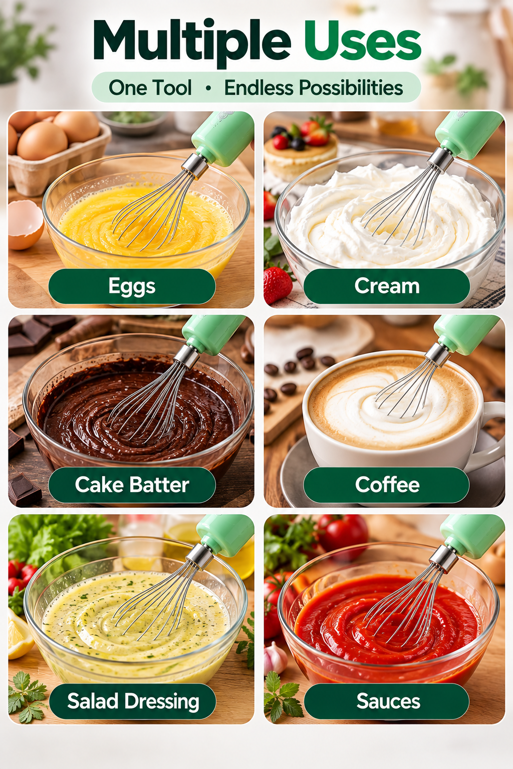 Cordless Electric Whisk & Egg Beater – Rechargeable Hand Mixer
