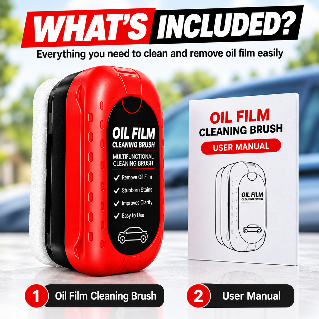 Car Windshield Oil Film Remover & Glass Cleaning Brush