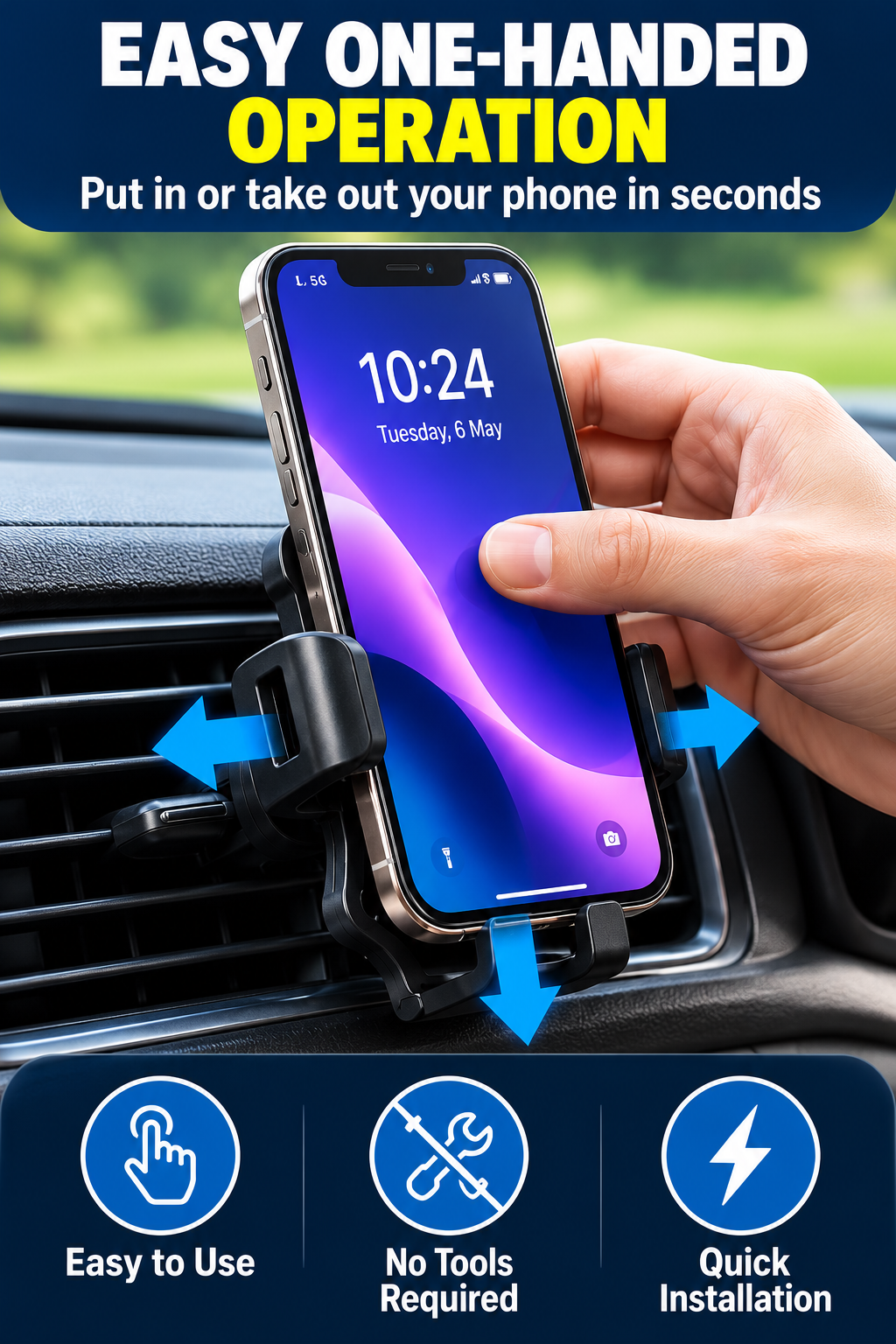 360° Rotating Car Phone Holder – Adjustable Air Vent Mobile Phone Mount