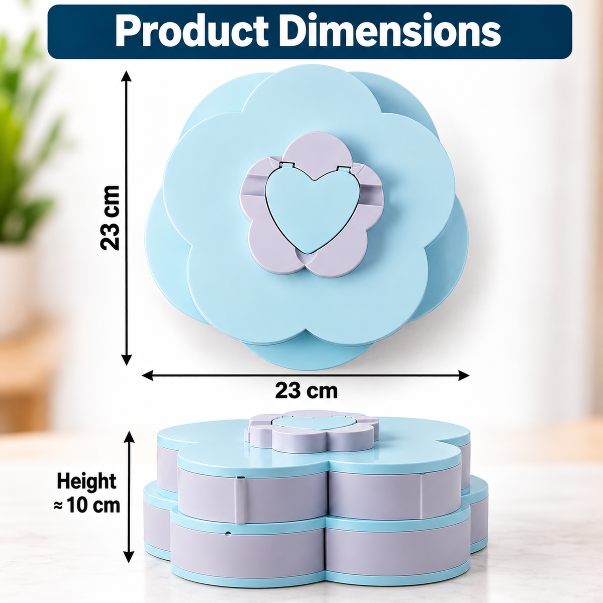 Rotating Flower Snack Serving Tray with Phone Holder – Multi-Section Candy & Dry Fruit Dish