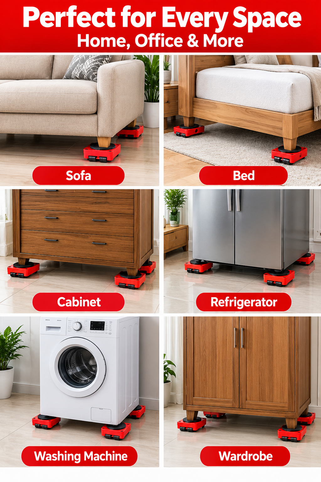 Heavy Furniture Lifter & Moving Tool Set – 5-Piece 360° Rotating Furniture Rollers
