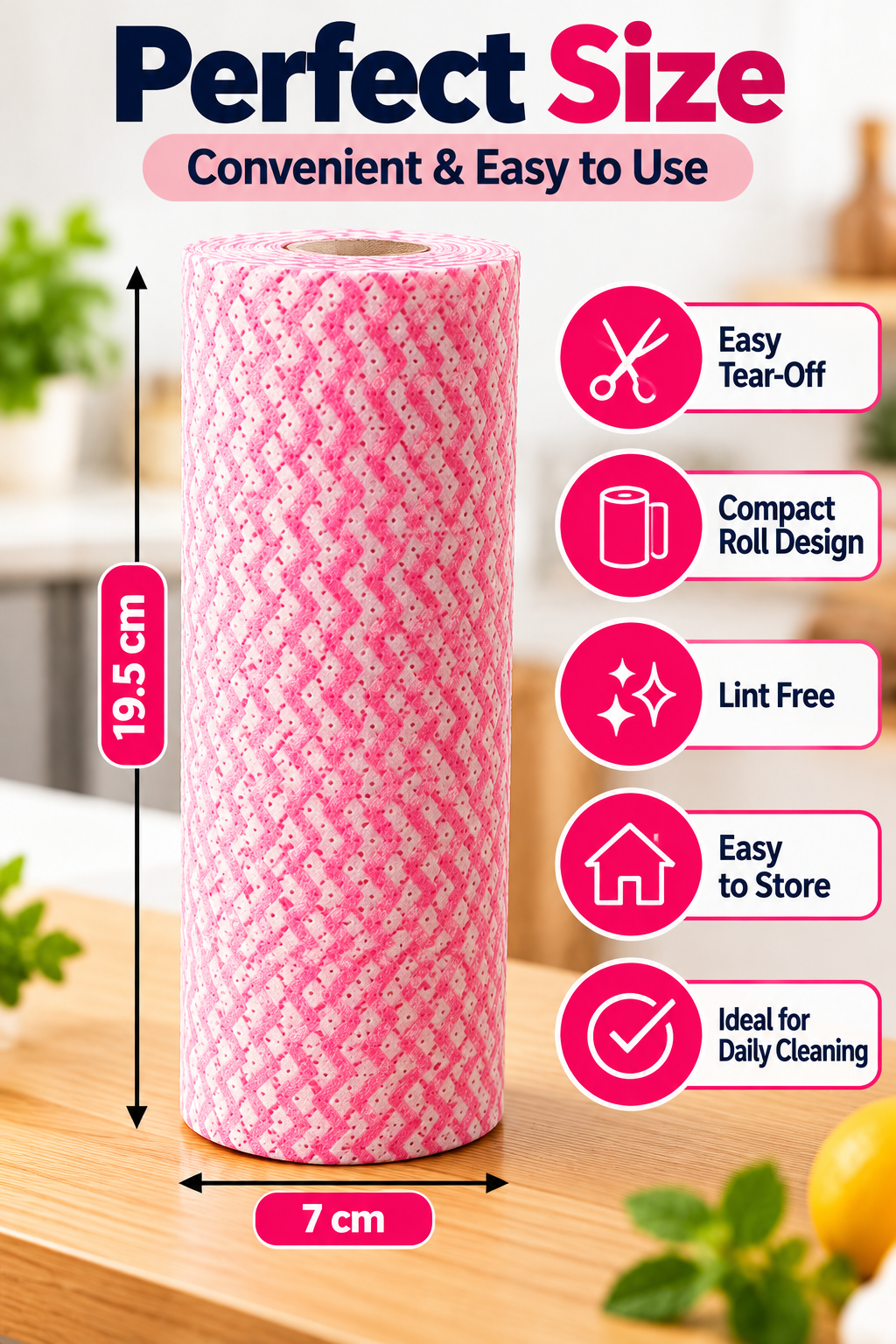 Multipurpose Disposable Kitchen Cleaning Cloth Roll – Absorbent Surface Wipes | 1 Roll