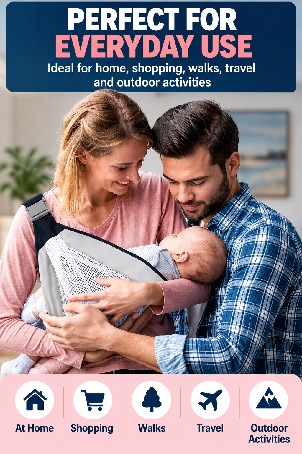Adjustable Baby Sling Carrier – Breathable Mesh Baby Holder