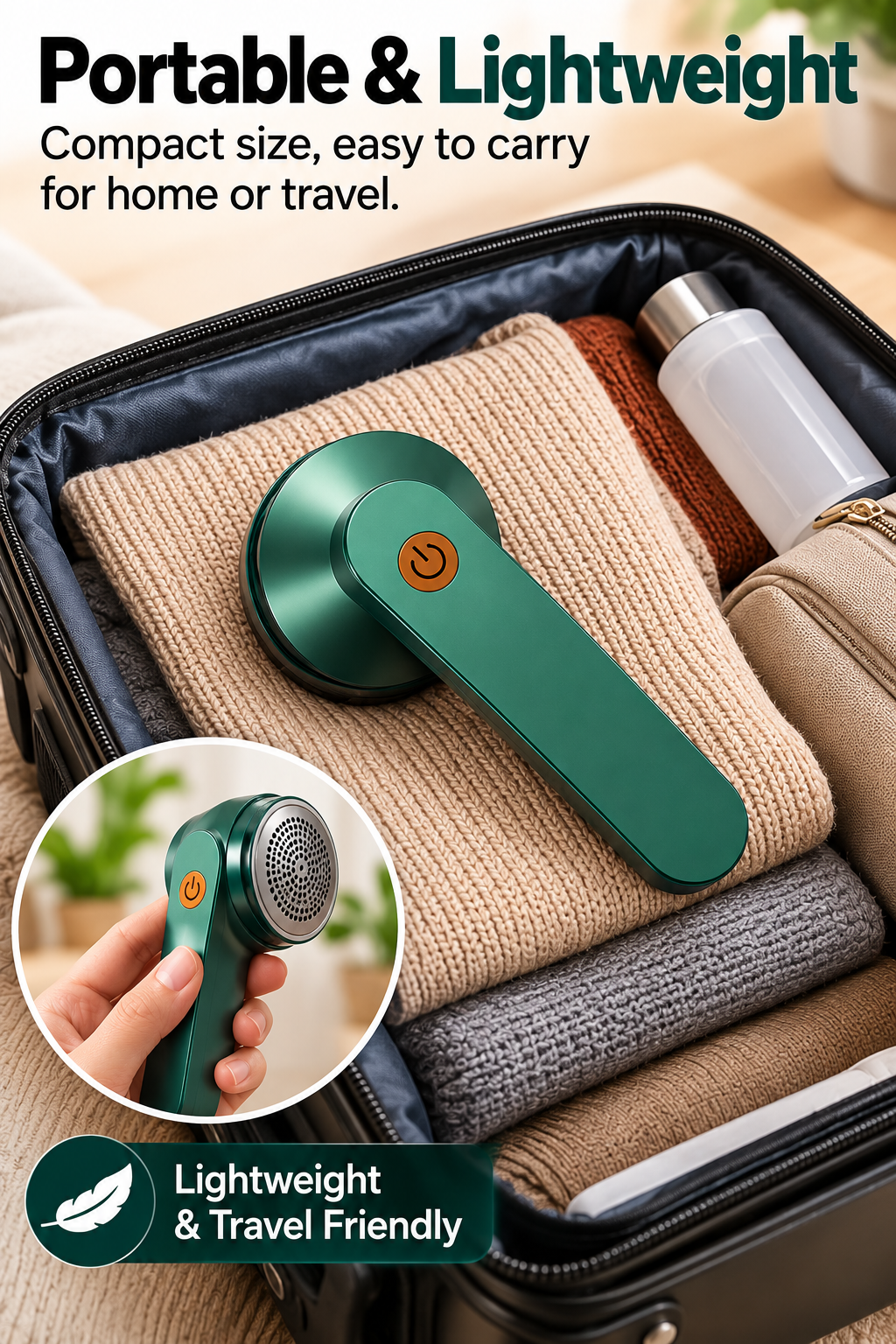 Rechargeable Electric Lint Remover & Fabric Shaver – Portable Clothes Fuzz Remover
