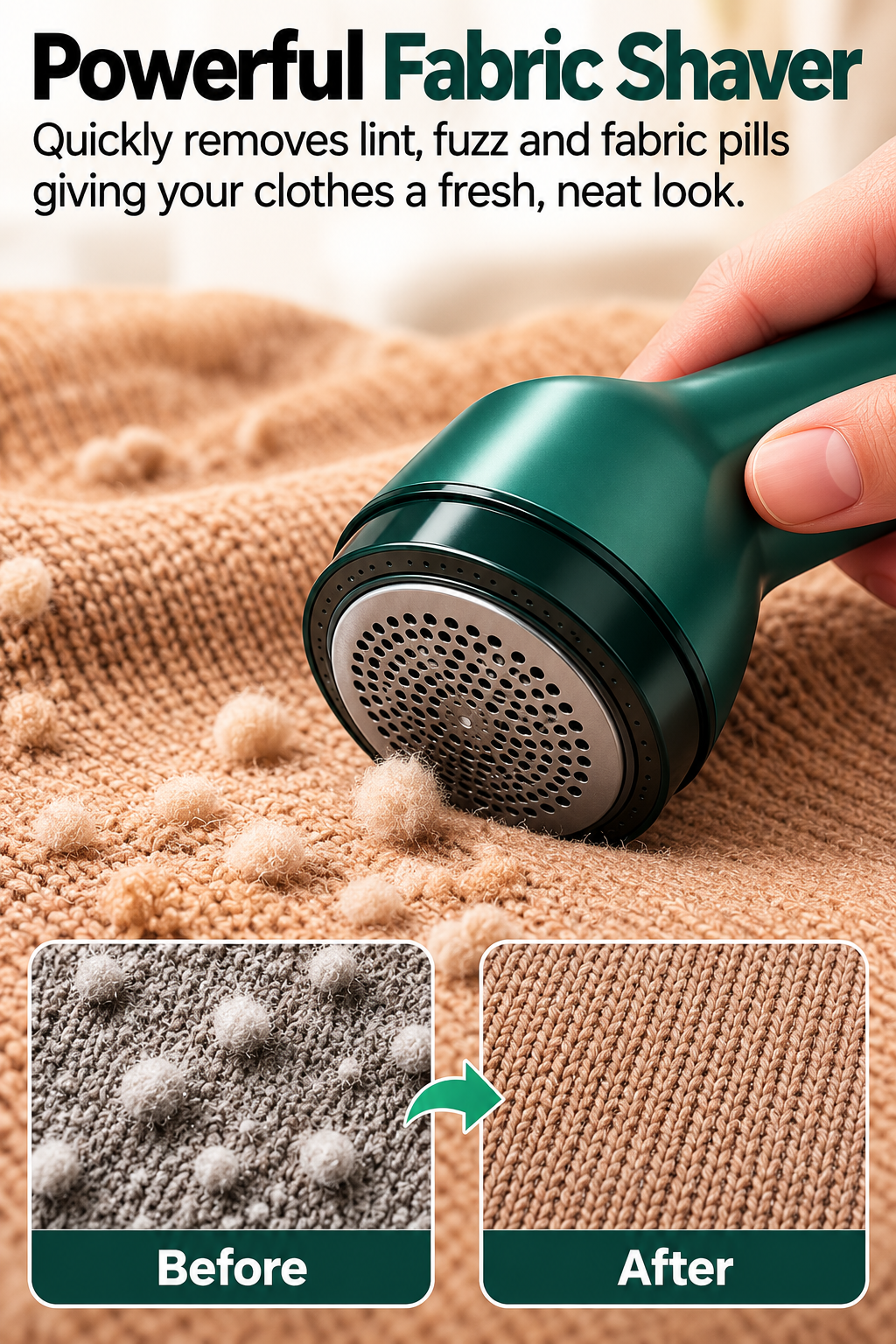 Rechargeable Electric Lint Remover & Fabric Shaver – Portable Clothes Fuzz Remover