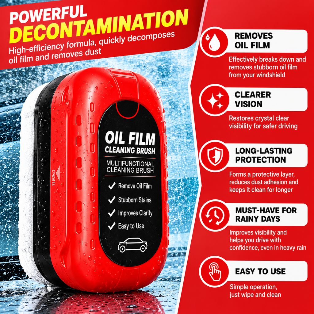 Car Windshield Oil Film Remover & Glass Cleaning Brush