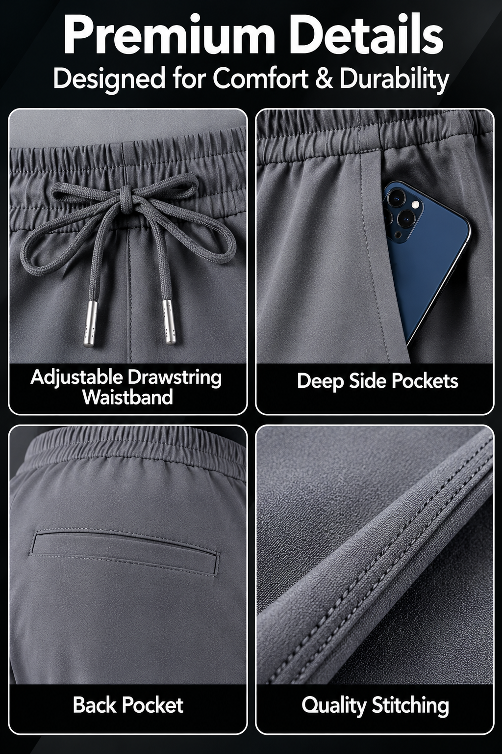 Men's Track Pants Pack of 2 – Lightweight Jogger-Style Sports Pants