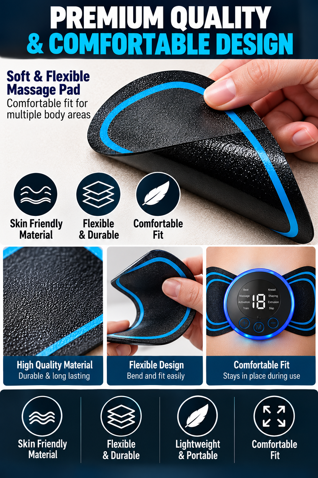 Portable EMS Muscle Stimulator & Body Massager – USB Rechargeable