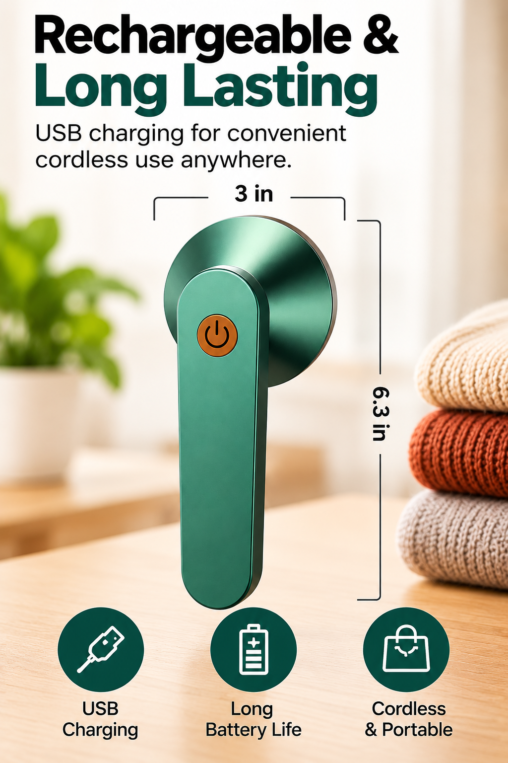 Rechargeable Electric Lint Remover & Fabric Shaver – Portable Clothes Fuzz Remover