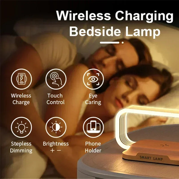 LED Night Light Wireless Charger Stand Table Desk Lamp Mobile Phone Holder Fast Charging Station Dock for Iphone Samsung Xiaomi