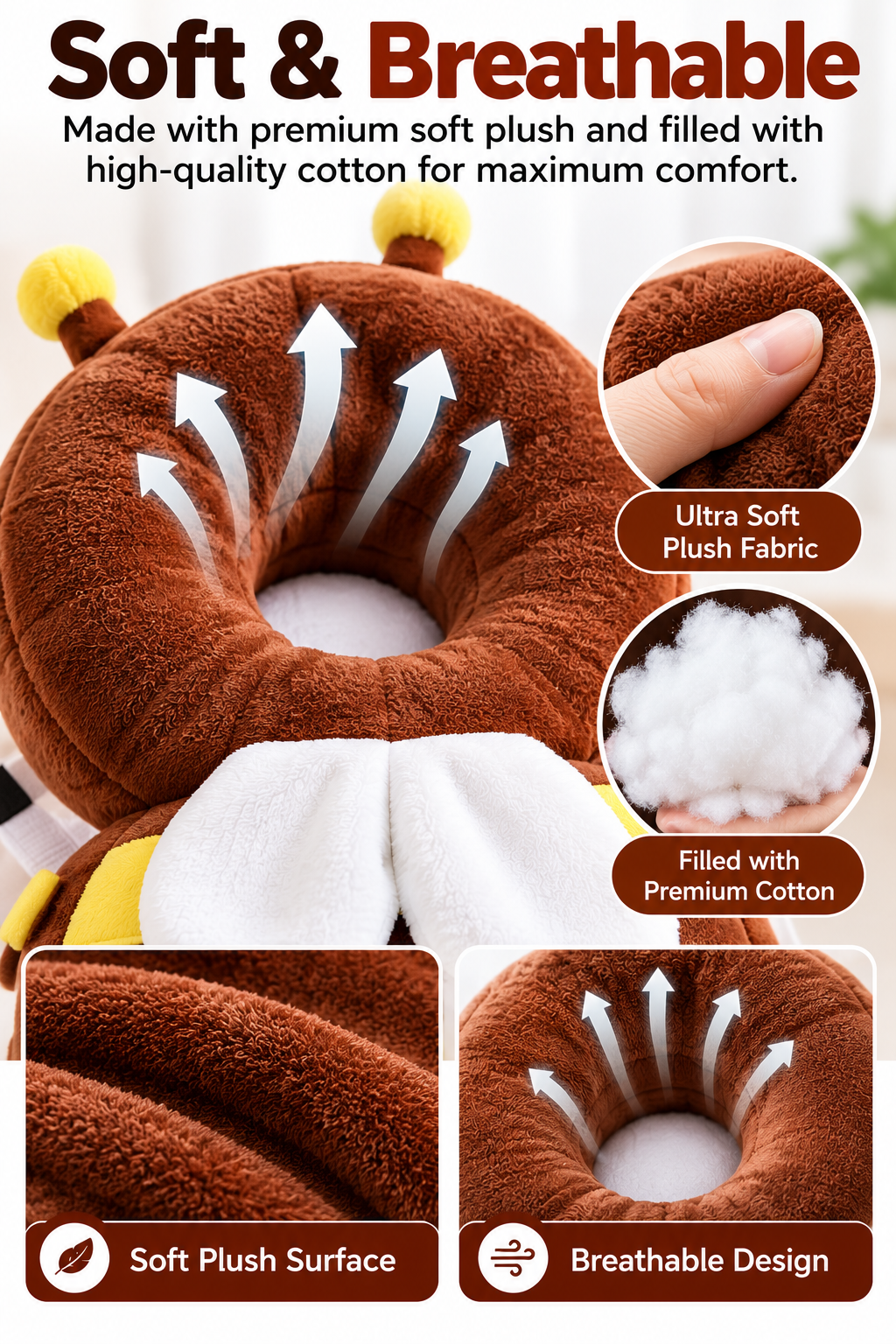 Baby Head Protection Cushion – Cute Bee Safety Backpack for Toddlers