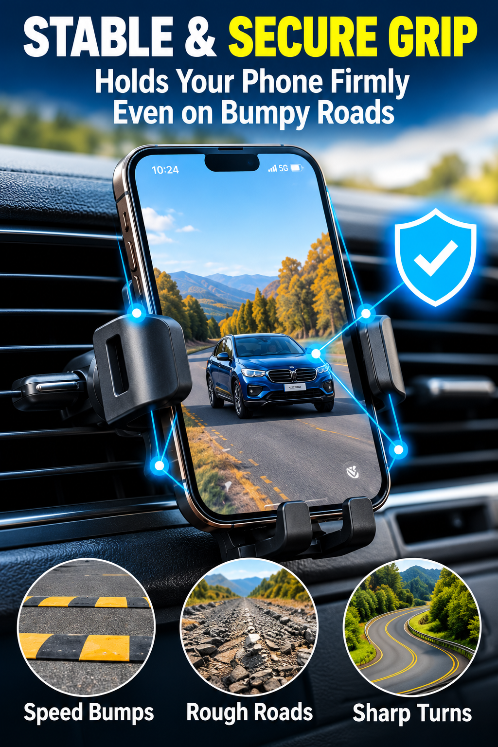 360° Rotating Car Phone Holder – Adjustable Air Vent Mobile Phone Mount