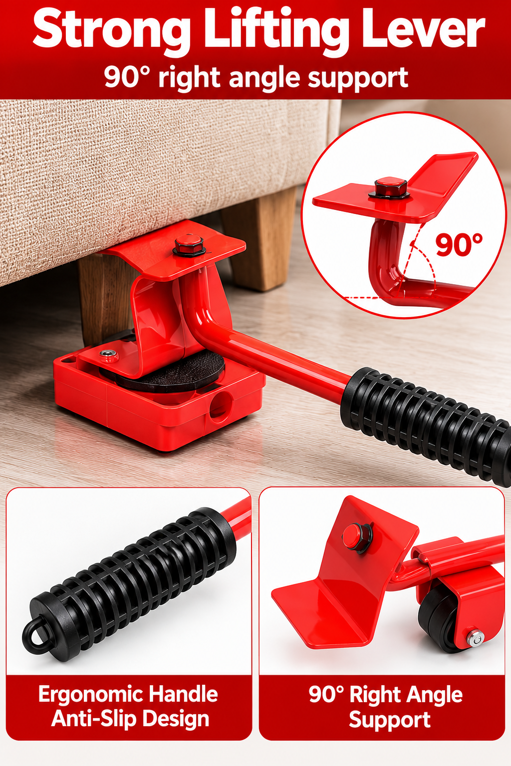 Heavy Furniture Lifter & Moving Tool Set – 5-Piece 360° Rotating Furniture Rollers