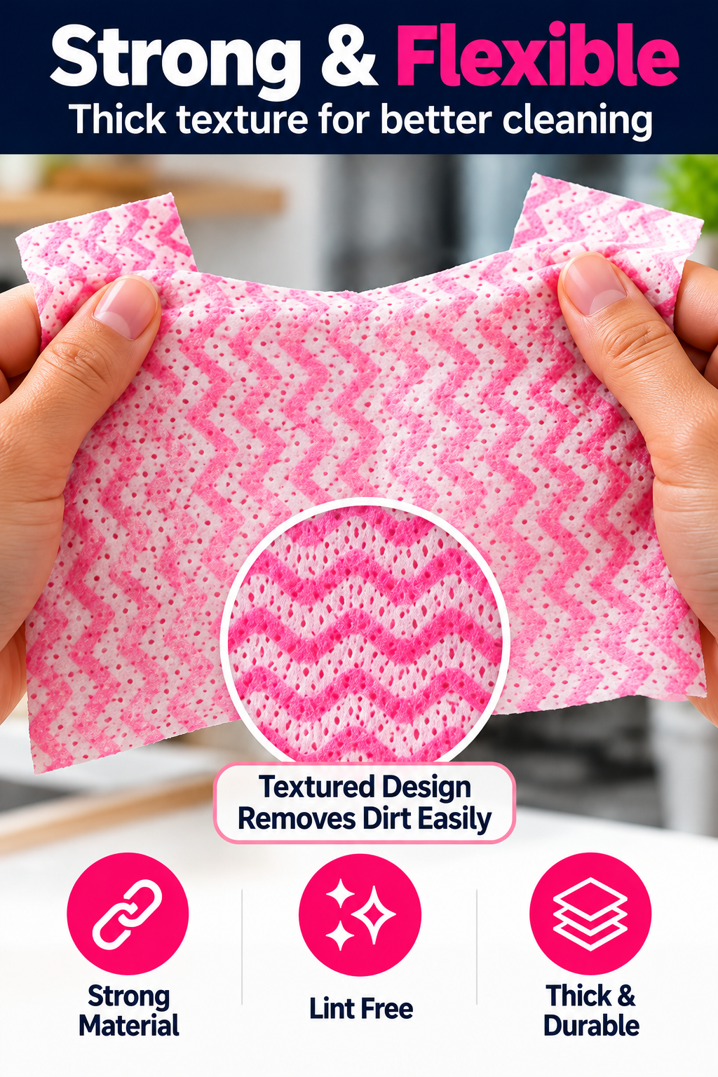 Multipurpose Disposable Kitchen Cleaning Cloth Roll – Absorbent Surface Wipes | 1 Roll