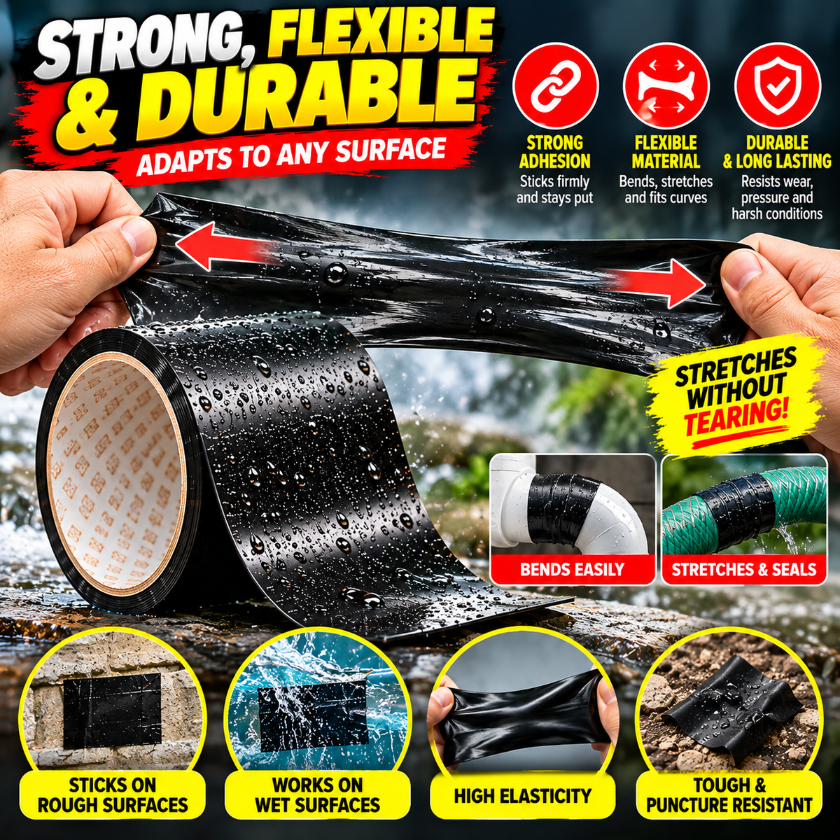 Waterproof Repair Tape – 1.52M x 10CM Heavy-Duty PVC Sealing Tape