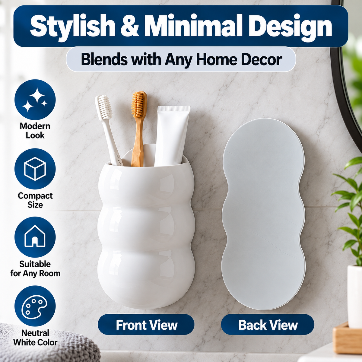 Self-Adhesive Caterpillar Toothbrush & Wall Storage Holder – No-Drill Organizer