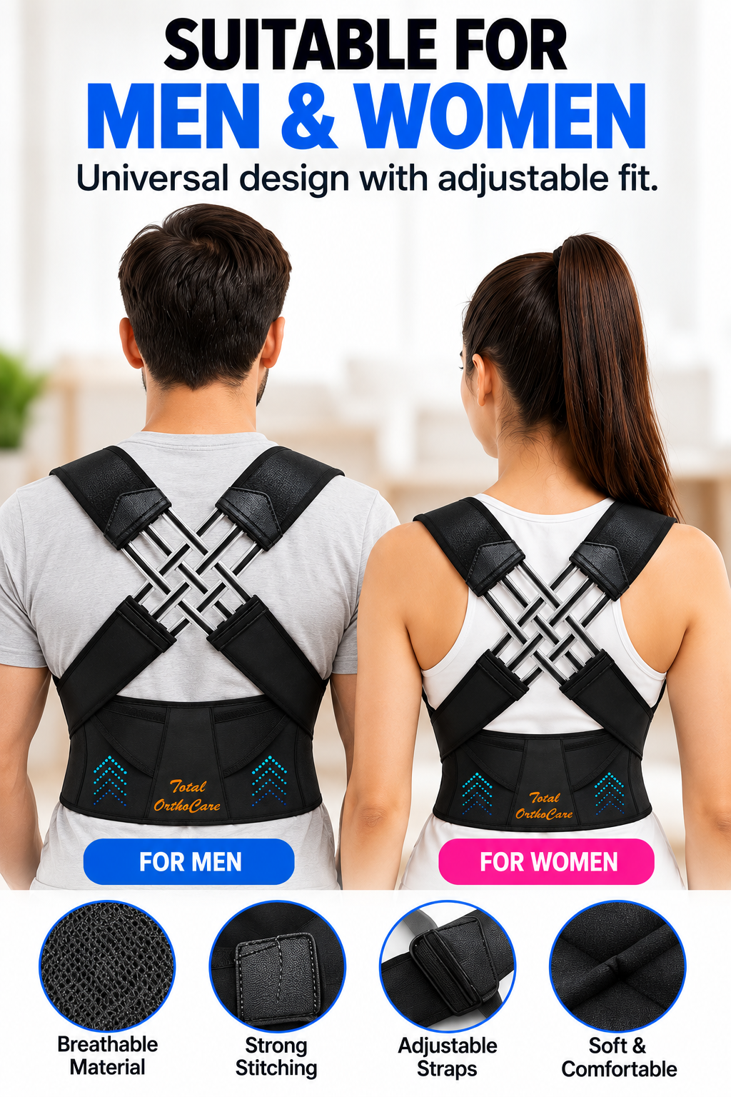 Adjustable Posture Corrector for Men & Women – Back & Shoulder Support Belt